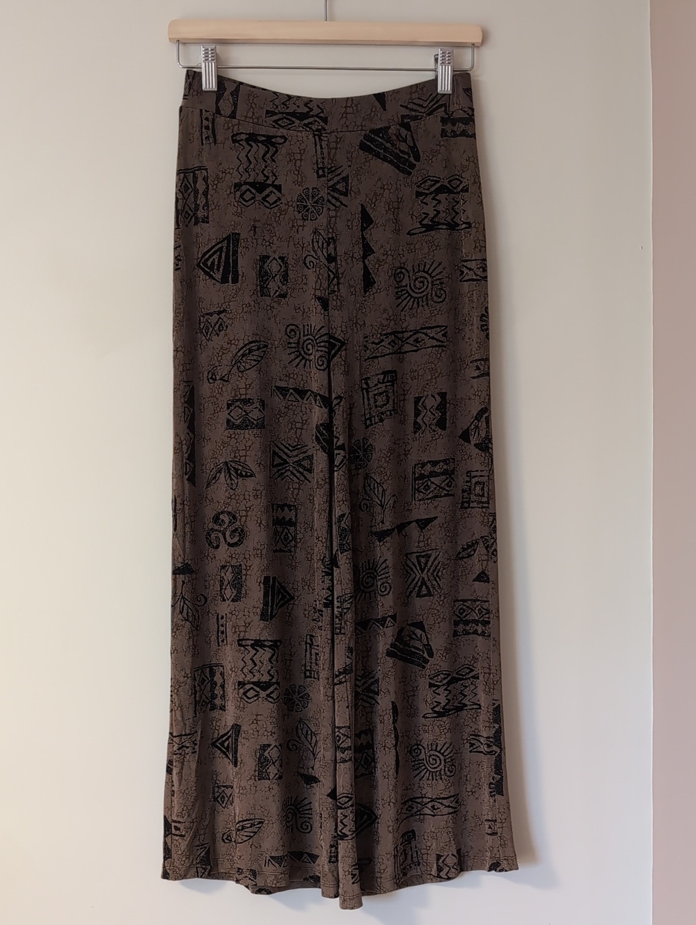 Chico's Travellers Vintage Wide Leg Flowy Cropped Palazzo Pants Brown Tribal 0